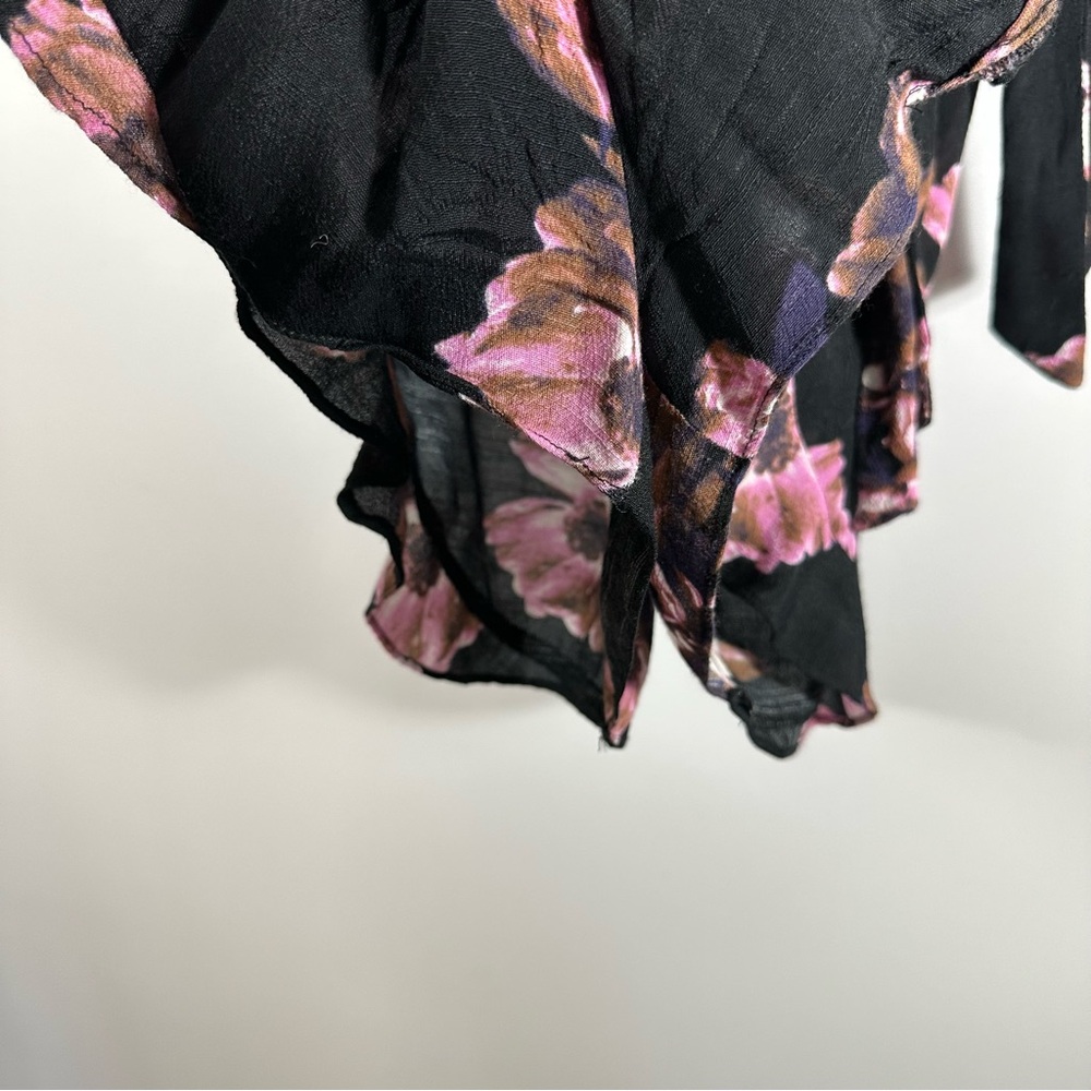 FREE PEOPLE All the Right Ruffles Floral Romper Black Brown Pink Size Small - Picture 9 of 15